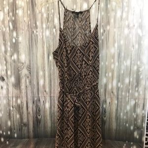 Tan and Black pattern Maxi Dress